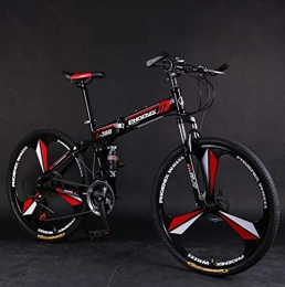 GASLIKE Bike GASLIKE Foldable Mountain Bike, Double Disc Brake Adult Bikes, Beach Snowmobile Bicycle, Upgrade High-Carbon Steel Frame, 24 Inch Wheels, A, 21 speed
