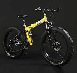 GASLIKE Folding Mountain Bike GASLIKE Folding Mountain Bike Bicycle, Fat Tire Dual-Suspension MBT Bikes, High-Carbon Steel Frame, Double Disc Brake, Aluminum Pedals And Stems, B, 20 inch 21 speed