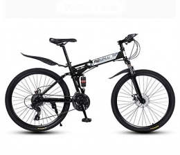 GASLIKE Folding Mountain Bike GASLIKE Folding Mountain Bike Bicycle for Adult Men And Women, High Carbon Steel Dual Suspension Frame, PVC Pedals And Rubber Grips, Black, 26 inch 21 speed