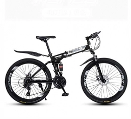 GASLIKE Folding Mountain Bike GASLIKE Folding Mountain Bike Bicycle, Full Suspension MTB Bikes High Carbon Steel Frame, Double Disc Brake, PVC Pedals And Rubber Grips, Black, 26 inch 21 speed