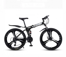 GASLIKE Folding Mountain Bike GASLIKE Mountain Bike for Adults, Folding Bicycle High Carbon Steel Frame, Full Suspension MTB Bikes, Double Disc Brake, PVC Pedals, Black, 26 inch 21 speed
