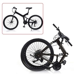 gegeweeret Folding Mountain Bike gegeweeret 26" Folding Mountain Bike, Streamlined Triangular Structure, Sturdy and Foldable Frame, Double-disc Brake System, Comfortable Handles, and Cushion (Black)
