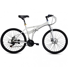 GHGJU Folding Mountain Bike GHGJU Single Car 26 inch folding bicycle aluminum alloy 21 speed disc brake folding mountain bike leisure bicycle Suitable for mountain roads And rain and snow (Color : White)