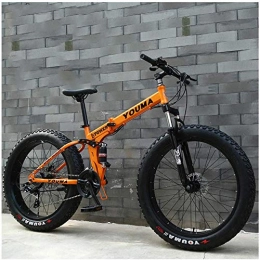 giyiohok Bike giyiohok Dual-Suspension Mountain Trail Bike for Adults Men Women Fat Tire Anti-Slip Mountain Bicycle with Dual Disc Brake Foldable High Carbon Steel Frame-26 Inch 21 Speed_Orange