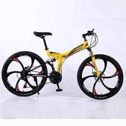 GJNWRQCY Bike GJNWRQCY 21 speed Double suspension Disc brakes fold Mountain Bike student 24 / 26 inch, Yellow, 26inch
