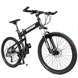 GJZM Adult Kids Mountain Bikes, Aluminum Full Suspension Frame Hardtail Mountain Bike, Folding Mountain Bicycle, Adjustable Seat,Black,29 Inch 30 Speed