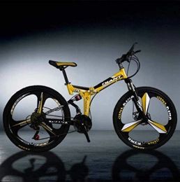 GMZTT Bike GMZTT Unisex Bicycle Foldable Adult Mountain Bicycle, City Road Racing Bicycle, Teenage Student Double Disc Brake Bikes, 26 Inch Magnesium Alloy Integrated Wheels (Color : Yellow, Size : 24 speed)