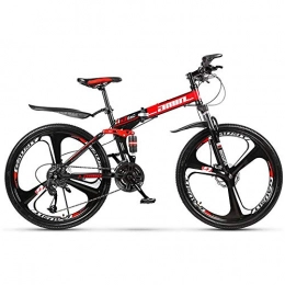 GNSDA Folding Mountain Bike, 24" 21 Speed, Dual Disc Brake and Double Suspension Shift, Carbon Steel Frame for Men Women