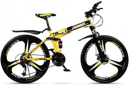 GQQ Folding Mountain Bike GQQ Variable Speed Bicycle, 26 Inches Adult Mountain Bike, Fully Folding City Bike, Offroad Twin Disc Brake Snow Bikes, Magnesium, C, 24 Speed, B
