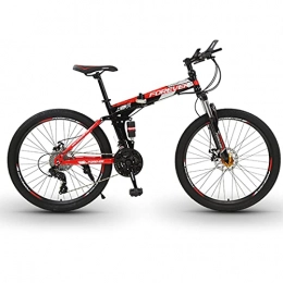 Great Folding Mountain Bike GREAT 26-Inch Folding Mountain Bike, men And Women Portable Bicycle Carbon Steel Frame Bike With Bicycle Front Bag / water Bottle Holder / flashlight(Size:24 speed, Color:Red)