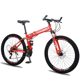 Great Folding Mountain Bike GREAT 26 Inches Wheels Mountain Bike Foldable, Carbon Steel Mountain Bicycle For Youth Adult Mens Womens Bicycle MTB Bike 21 / 24 / 27 Speed(Size:21 speed, Color:Red)