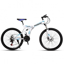 Great Bike GREAT Foldable Mountain Bike 26 Inch, 21 Speed Bicycle Fork Suspension Outdoor Sports Bike Mechanical Double Disc Brake Commuter Bike(Color:White)