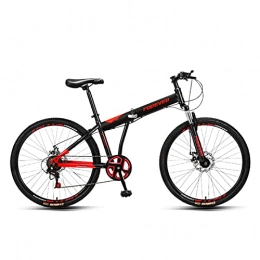Great Folding Mountain Bike GREAT Folding Bike 7 Speed Mountain Bike 26 Inches Spoke Wheels MTB Dual Suspension Bicycle High Carbon Steel Frame Student Commuter Bike(Color:Red)