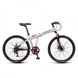 Great Bike GREAT Folding Bike 7 Speed Mountain Bike 26 Inches Spoke Wheels MTB Dual Suspension Bicycle High Carbon Steel Frame Student Commuter Bike(Color:White)