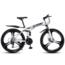 Great Bike GREAT Folding Mountain Bicycle Bike, 21-27 Speeds 26 Inch Wheels High-carbon Steel Frame Disc Brakes Road Bikes Full Suspension Bike(Size:21 speed, Color:White)