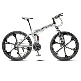 Great Folding Mountain Bike GREAT Folding Mountain Bicycle Bike, 26 Inch Road Bikes Front And Rear Mechanical Double Disc Brakes 21 / 24 / 27 Speed Men Bike Bicycle(Size:21 speed, Color:White)