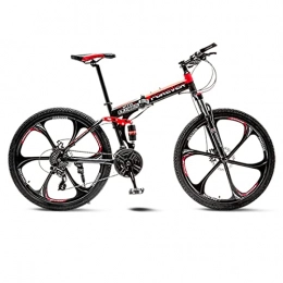 Great Folding Mountain Bike GREAT Folding Mountain Bicycle Bike, 26 Inch Road Bikes Front And Rear Mechanical Double Disc Brakes 21 / 24 / 27 Speed Men Bike Bicycle(Size:27 speed, Color:Red)