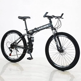 Great Folding Mountain Bike GREAT Folding Mountain Bicycle Bike, Double Shock-absorbing Mountain Bike, 26" Wheel Bike Carbon Steel Bicycle For Adult, Front And Rear Mechanical Disc Brakes(Size:21 speed, Color:Black)