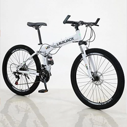 Great Folding Mountain Bike GREAT Folding Mountain Bicycle Bike, Double Shock-absorbing Mountain Bike, 26" Wheel Bike Carbon Steel Bicycle For Adult, Front And Rear Mechanical Disc Brakes(Size:27 speed, Color:White)