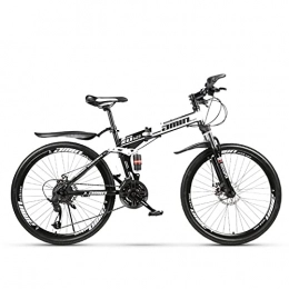 Great Folding Mountain Bike GREAT Folding Mountain Bike, 21 Speed Dual Disc Brake 26 Inchs Mountain Bicycle Carbon Steel Frame Road Bicycle Student Bicyclec(Size:27 speed, Color:Nero)