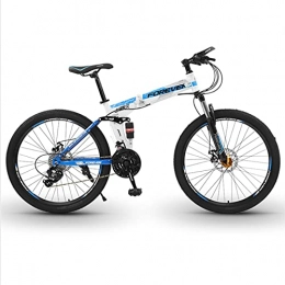 Great Folding Mountain Bike GREAT Folding Mountain Bike, 26-Inch Wheels Portable Student Bicycle Carbon Steel Frame 21 / 24 / 27 / 30 Speed Front And Rear Double Shock Absorbers Bike(Size:21 speed, Color:White)