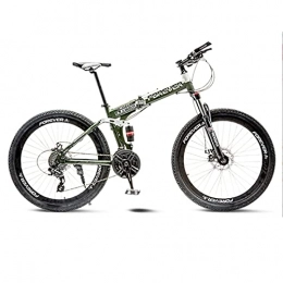 Great Bike GREAT Folding Mountain Bike, Portable Student Bicycle 26-Inch Wheels Carbon Steel Frame 21 / 24 / 27 Speed Double Shock-absorbing Road Bike(Size:21 speed, Color:Green)