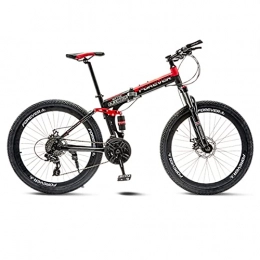 Great Bike GREAT Folding Mountain Bike, Portable Student Bicycle 26-Inch Wheels Carbon Steel Frame 21 / 24 / 27 Speed Double Shock-absorbing Road Bike(Size:21 speed, Color:Red)