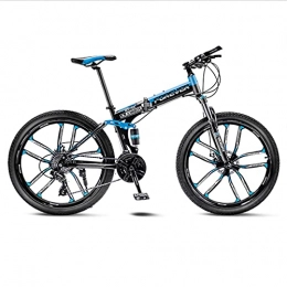 Great Bike GREAT Mountain Bike 26 Inch Folding Bicycle, Road Bikes Carbon Steel Frame 10-Spokes Wheels 24 / 27 / 30 Speeds Full Suspension Bike Front And Rear Mechanical Double Disc Brakes(Size:21 speed, Color:Blue)