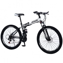 Great Folding Mountain Bike GREAT Mountain Bikes Foldable 24 Inches Wheels 21 / 24 / 27 / 30 Speed Mountain Bicycle Dual Disc Brake Bicycle High-carbon Steel Full Suspension Mountain Bike(Size:21 speed, Color:Black)