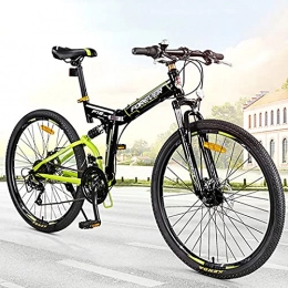 Great Folding Mountain Bike GREAT Sports Mountain Bike, 26 Inch Folding Bicycle Double Disc Brake Commuter Bike High Carbon Steel Frame Front And Rear Shock Absorption Road Bike(Color:Green)