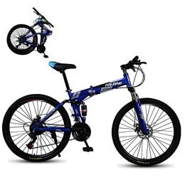 SYKSOL Folding Mountain Bike GUANGMING - Mountain Bike Folding Bicycle, Double Shock-Absorbing Off-Road Speed Racing Male And Female Student Bicycle, Variable Speed, 26 Inch 27-Speed, Blue (Color : Blue, Size : 26 inch 21 speed