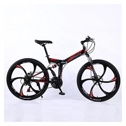GUHUIHE Bike GUHUIHE Road Bikes Racing Bicycle Foldable Bicycle Mountain Bike 26 / 24 Inch Steel 21 / 24 / 27 Speed Bicycles Dual Disc Brakes (Color : BlackRed 6 spoke, Number of speeds : 24 Inches 21Speed)