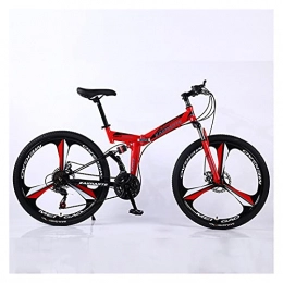 GUHUIHE Folding Mountain Bike GUHUIHE Road Bikes Racing Bicycle Foldable Bicycle Mountain Bike 26 / 24 Inch Steel 21 / 24 / 27 Speed Bicycles Dual Disc Brakes (Color : Red 3 wheel spoke, Number of speeds : 24 Inches 21Speed)