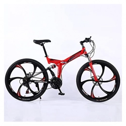 GUHUIHE Bike GUHUIHE Road Bikes Racing Bicycle Foldable Bicycle Mountain Bike 26 / 24 Inch Steel 21 / 24 Speed Bicycles Dual Disc Brakes (Color : Red 6 wheel spoke, Number of speeds : 24 Inches 21Speed)