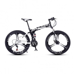 GUOE-YKGM Bike GUOE-YKGM Adult Mountain Bikes - 26 Inch High Carbon Steel Full Suspension Frame Folding Bike - 24 / 27 Speed ​​Gears Dual Disc Brakes Mountain Bicycle (Color : White, Size : 24 speed)