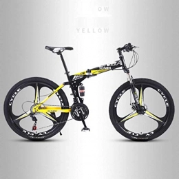 GUOE-YKGM Folding Mountain Bike GUOE-YKGM Outroad Mountain Bike 24 / 27 Speed 3 Spoke 26-inch Wheels Double Disc Brake Bicycle Folding Bike for Adult Teens (Yellow, White, Red) (Color : Yellow, Size : 24 speed)