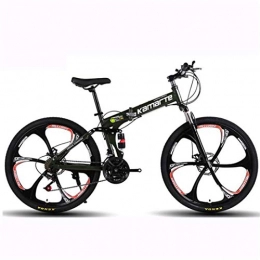 GXQZCL-1 Folding Mountain Bike GXQZCL-1 26" Mountain Bikes, Foldable Hardtail Bike, Carbon Steel Frame, with Dual Disc Brake and Double Suspension MTB Bike (Color : Black, Size : 21 Speed)