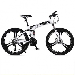 GXQZCL-1 Folding Mountain Bike GXQZCL-1 26inch Mountain Bike, Folding Carbon Steel Frame Bicycles, Full Suspension and Dual Disc Brake, 21-speed, 24-speed, 27-speed MTB Bike (Color : Black, Size : 21-speed)