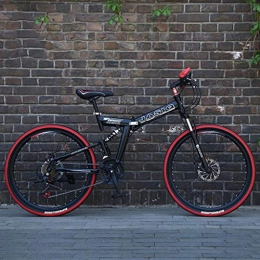 GXQZCL-1 Folding Mountain Bike GXQZCL-1 26inch Mountain Bike, Folding Hardtail Bike, Carbon Steel Frame, Full Suspension and Dual Disc Brake, 21 Speed MTB Bike (Color : Black)