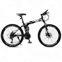 GXQZCL-1 Bike GXQZCL-1 26inch Mountain Bikes, Foldable Hardtail Mountain Bicycles, Carbon Steel Frame, Dual Disc Brake and Dual Suspension MTB Bike (Color : Black+White, Size : 27 Speed)