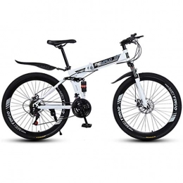 GXQZCL-1 Folding Mountain Bike GXQZCL-1 Folding Mountain Bike, Full Suspension MTB Bicycles, Dual Suspension and Dual Disc Brake, 26inch Spoke Wheels MTB Bike (Color : White, Size : 27-speed)
