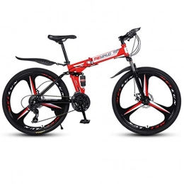 GXQZCL-1 Folding Mountain Bike GXQZCL-1 Hardtail Mountain Bike, Steel Frame Folding Bicycles, Dual Suspension and Dual Disc Brake, 26inch Wheels MTB Bike (Color : Red, Size : 24-speed)