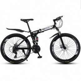 GXQZCL-1 Folding Mountain Bike GXQZCL-1 Mountain Bike, Carbon Steel Frame, Foldable Hardtail Bicycles, Dual Disc Brake and Double Suspension, 26" Wheel MTB Bike (Color : Black, Size : 24 Speed)