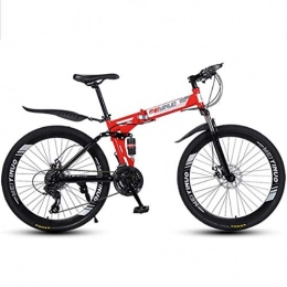 GXQZCL-1 Folding Mountain Bike GXQZCL-1 Mountain Bike, Carbon Steel Frame, Foldable Hardtail Bicycles, Dual Disc Brake and Double Suspension, 26" Wheel MTB Bike (Color : Red, Size : 21 Speed)