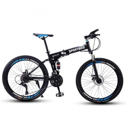 GXQZCL-1 Folding Mountain Bike GXQZCL-1 Mountain Bike, Fold Hardtail Bicycles, Carbon Steel Frame, Dual Disc Brake and Double Suspension MTB Bike (Color : Black, Size : 27 Speed)