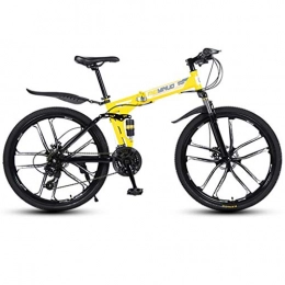 GXQZCL-1 Folding Mountain Bike GXQZCL-1 Mountain Bike, Folding Mountain Bicycles, Dual Suspension and Dual Disc Brake, MTB Bike MTB Bike (Color : Yellow, Size : 24-speed)