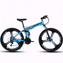 GXQZCL-1 Folding Mountain Bike GXQZCL-1 Mountain Bikes, 26" Foldable Hardtail Bike, with Dual Disc Brake and Double Suspension, Carbon Steel Frame, 21 Speed, 24 Speed, 27 Speed MTB Bike (Color : Blue, Size : 27 Speed)