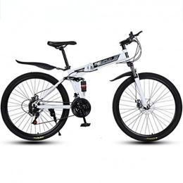 GXQZCL-1 Bike GXQZCL-1 Mountain Bikes, 26" Foldable Mountain Bicycles, Steel Frame Bicycles, with Dual Disc Brake and Double Suspension MTB Bike (Color : White, Size : 24 Speed)