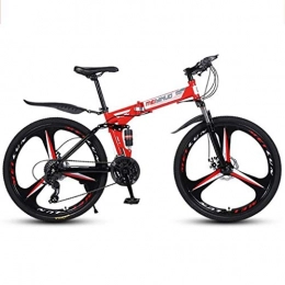 GXQZCL-1 Bike GXQZCL-1 Mountain Bikes, 26" Foldable Ravine Bike, with Dual Disc Brake and Double Suspension, Carbon Steel Frame MTB Bike (Color : Red, Size : 24 Speed)