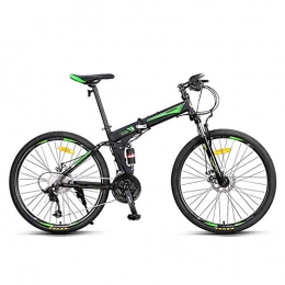 Gyj&mmm 26-inch folding bicycle mountain bike, 27-speed off-road double-damping mountain bike, male student youth adult city riding off-road bicycle,Green